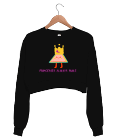 Üçgen Prenses gülümsüyor Kadın Crop Sweatshirt