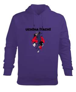 Uchiha İtachi Mor Tasarım Mor Erkek Kapüşonlu Hoodie Sweatshirt