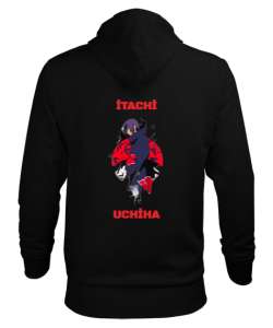 Uchiha İtachi Tasarım Siyah Erkek Kapüşonlu Hoodie Sweatshirt