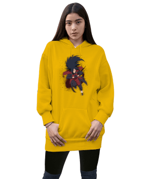  Uchika Madara Tasarımlı Kadın Uzun Hoodie Kapüşonlu Sweatshirt