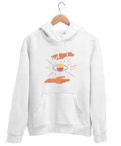 Üçüncü Göz Beyaz Unisex Kapşonlu Sweatshirt