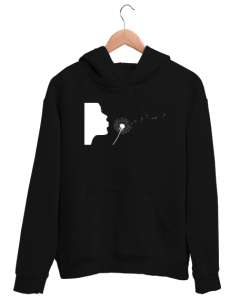 Üflemek Uçuşmak Siyah Unisex Kapşonlu Sweatshirt