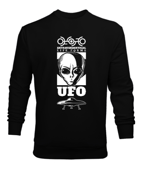 Ufo - Alien - Uzaylı Siyah Erkek Sweatshirt