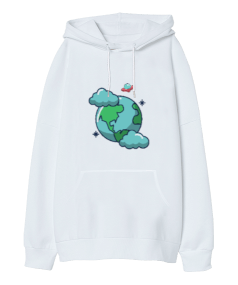 Ufo Oversize Unisex Kapüşonlu Sweatshirt