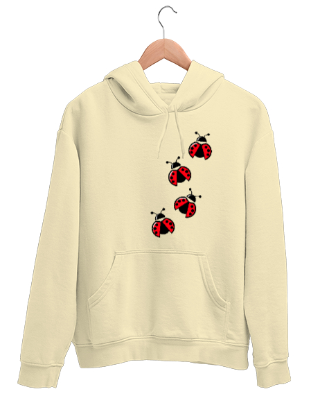 Tisho - Uğur Böcekleri - Ladybug Krem Unisex Kapşonlu Sweatshirt