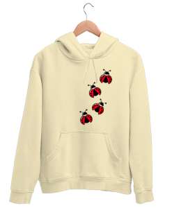 Uğur Böcekleri - Ladybug Krem Unisex Kapşonlu Sweatshirt