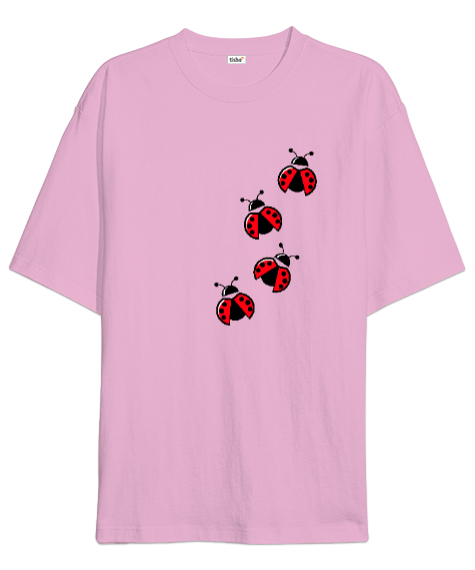 Tisho - Uğur Böcekleri - Ladybug Pembe Oversize Unisex Tişört