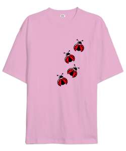 Uğur Böcekleri - Ladybug Pembe Oversize Unisex Tişört