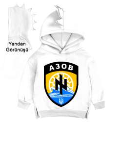 UKRAYNA SEYAHAT ARMA UKRAINE SLAVA UKRAINI UKRAINE YAŞASIN UKRAYNA LOVE UKRAINE Beyaz Çocuk Dinozor Kapşonlu Hoodie