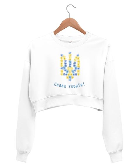 UKRAYNA SEYAHAT ARMA UKRAINE SLAVA UKRAINI UKRAINE YAŞASIN UKRAYNA LOVE UKRAINE Beyaz Kadın Crop Sweatshirt