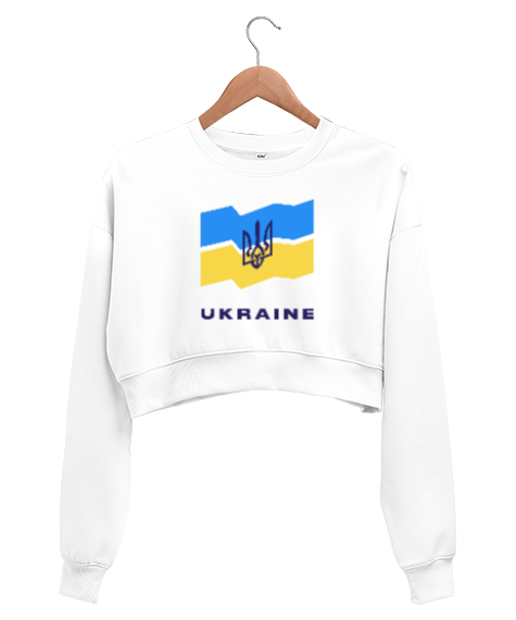 UKRAYNA SEYAHAT ARMA UKRAINE SLAVA UKRAINI UKRAINE YAŞASIN UKRAYNA LOVE UKRAINE Beyaz Kadın Crop Sweatshirt