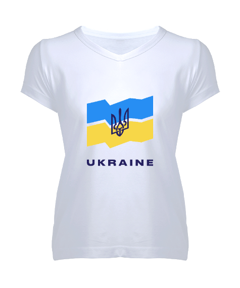 UKRAYNA SEYAHAT ARMA UKRAINE SLAVA UKRAINI UKRAINE YAŞASIN UKRAYNA LOVE UKRAINE Beyaz Kadın V Yaka Tişört