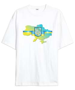 Ukrayna - Ukraine Map - Seyahat Arma Beyaz Oversize Unisex Tişört