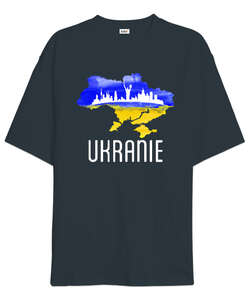 Ukrayna - Ukranie Blu V3 Füme Oversize Unisex Tişört