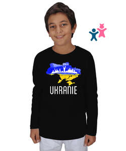 Ukrayna - Ukranie Blu V3 Siyah Çocuk Unisex Uzunkollu