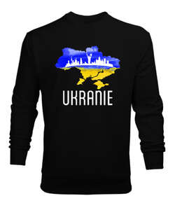 Ukrayna - Ukranie Blu V3 Siyah Erkek Sweatshirt