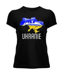 Ukrayna - Ukranie Blu V3 Siyah Kadın Tişört