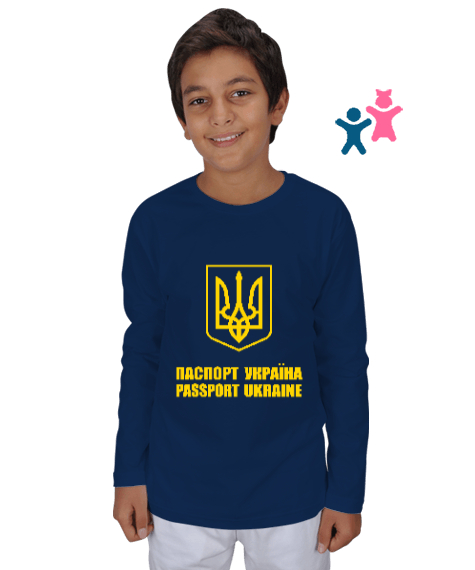 Ukrayna,Ukraine,Ukrayna Bayrağı,Ukraine flag. Lacivert Çocuk Unisex Uzunkollu