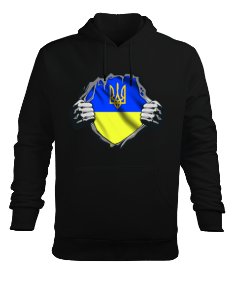 Ukrayna,Ukraine,Ukrayna Bayrağı,Ukraine flag. Siyah Erkek Kapüşonlu Hoodie Sweatshirt