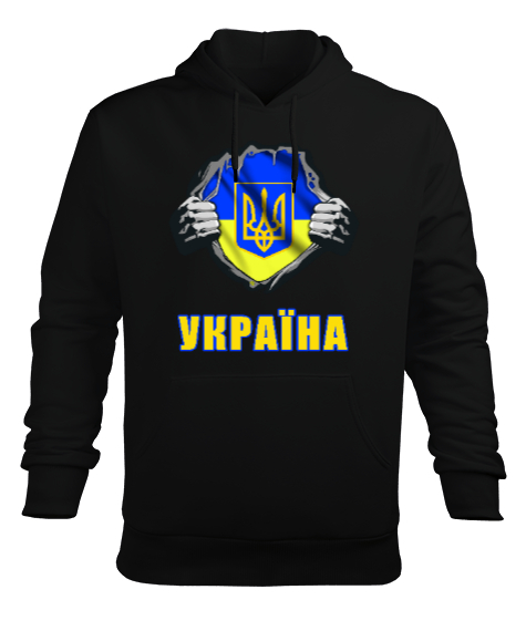 Ukrayna,Ukraine,Ukrayna Bayrağı,Ukraine flag. Siyah Erkek Kapüşonlu Hoodie Sweatshirt