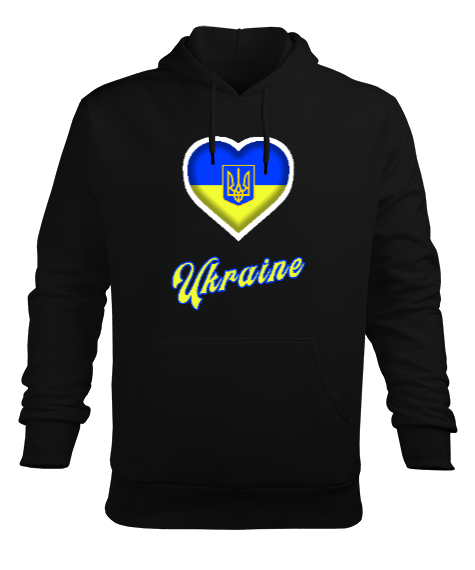 Ukrayna,Ukraine,Ukrayna Bayrağı,Ukraine flag. Siyah Erkek Kapüşonlu Hoodie Sweatshirt