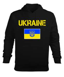 Ukrayna,Ukraine,Ukrayna Bayrağı,Ukraine flag. Siyah Erkek Kapüşonlu Hoodie Sweatshirt