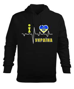 Ukrayna,Ukraine,Ukrayna Bayrağı,Ukraine flag. Siyah Erkek Kapüşonlu Hoodie Sweatshirt