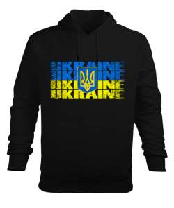 Ukrayna,Ukraine,Ukrayna Bayrağı,Ukraine flag. Siyah Erkek Kapüşonlu Hoodie Sweatshirt