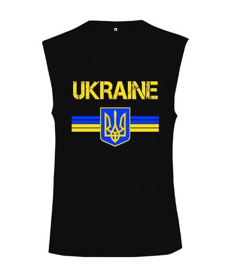 Ukrayna,Ukraine,Ukrayna Bayrağı,Ukraine flag. Siyah Kesik Kol Unisex Tişört