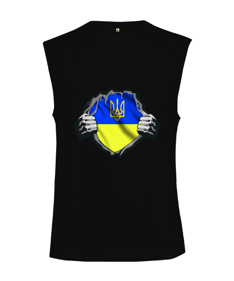 Ukrayna,Ukraine,Ukrayna Bayrağı,Ukraine flag. Siyah Kesik Kol Unisex Tişört