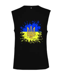 Ukrayna,Ukraine,Ukrayna Bayrağı,Ukraine flag. Siyah Kesik Kol Unisex Tişört