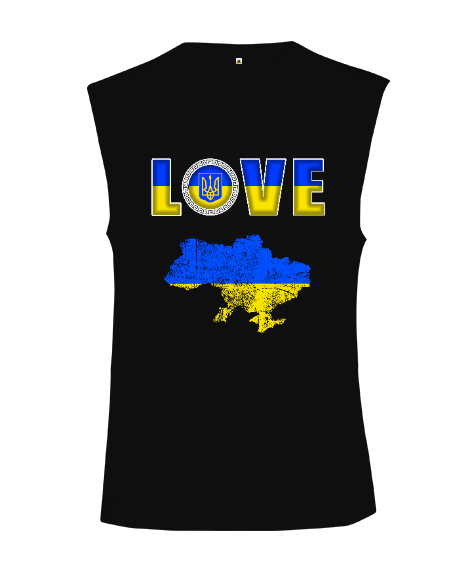 Ukrayna,Ukraine,Ukrayna Bayrağı,Ukraine flag,Ukrayna haritası. Siyah Kesik Kol Unisex Tişört