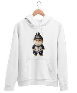 Umutlu Kedi Beyaz Unisex Kapşonlu Sweatshirt