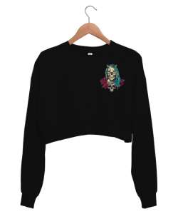 UNİSEX POLAR Siyah Kadın Crop Sweatshirt