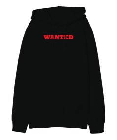 Unisex Wanted ve Şeytan Temalı Sweat Oversize Unisex Kapüşonlu Sweatshirt