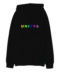 UNITY YAZILI Oversize Unisex Kapüşonlu Sweatshirt