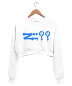 Urban design Beyaz Kadın Crop Sweatshirt