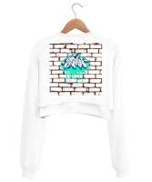 Urban design Beyaz Kadın Crop Sweatshirt - Thumbnail