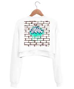 Urban design Beyaz Kadın Crop Sweatshirt