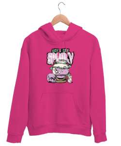 ürkütücü Fuşya Unisex Kapşonlu Sweatshirt