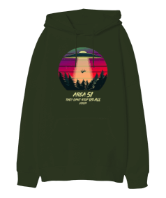 USA Area 51 Tasarım Baskılı Oversize Unisex Kapüşonlu Sweatshirt