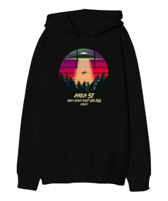 USA Area 51 Tasarım Baskılı Oversize Unisex Kapüşonlu Sweatshirt