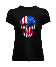 USA Skull Flag Kadın Tişört