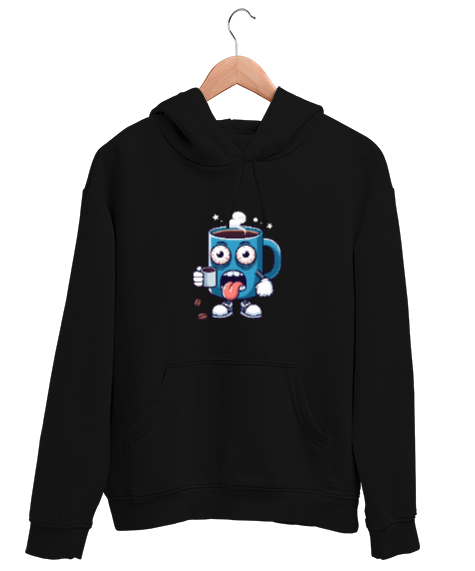 Tisho - uykusuz kahve kupası Siyah Unisex Kapşonlu Sweatshirt