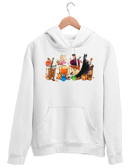 Tisho - Uyuyan Güzel, Malefiz Kötülüğün Gücü Kahve Latte, Prenses Aurora Beyaz Unisex Kapşonlu Sweatshirt