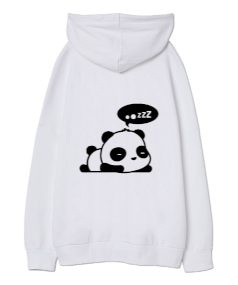 Uyuyan panda Oversize Unisex Kapüşonlu Sweatshirt