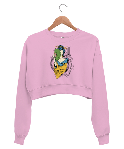 Tisho - Uzakdoğu Kültürü - Geyşa Pembe Kadın Crop Sweatshirt