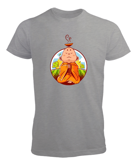 Tisho - Uzakdoğulu Adam - Budist Gri Erkek Tişört