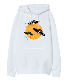 Uzay aracı ufo Oversize Unisex Kapüşonlu Sweatshirt