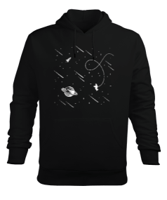 Uzay Astronot, Space Astronaut Planet Rocket Erkek Kapüşonlu Hoodie Sweatshirt